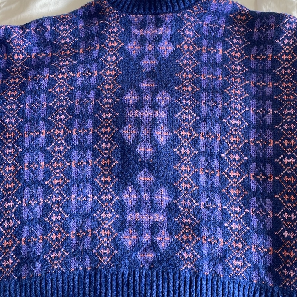 LANE BRYANT UEC Size 14/16 Long-Sleeve Mock-Neck Jacquard Cropped Sweater Blue - Picture 13 of 13